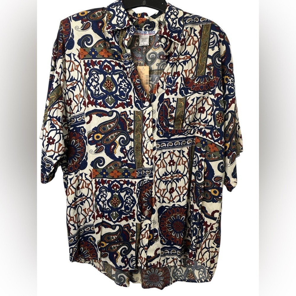 Westport Multicolor Printed SS Button-Up Shirt Vintage NWT
